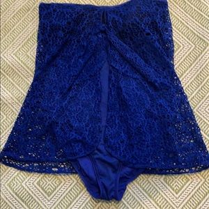 Royal blue one piece bathing suit.